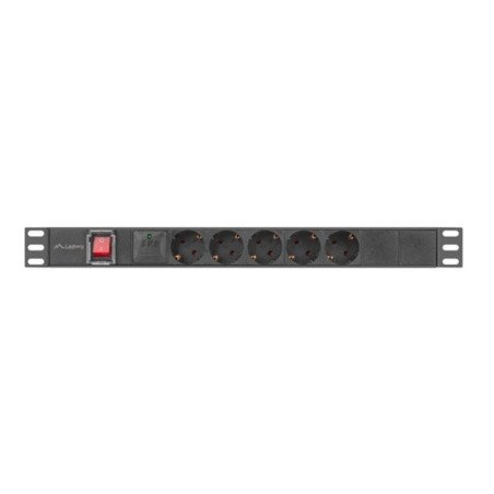 Regleta lanberg 1u 16a rack 19 pulgadas 5x socket schuko negro 2m