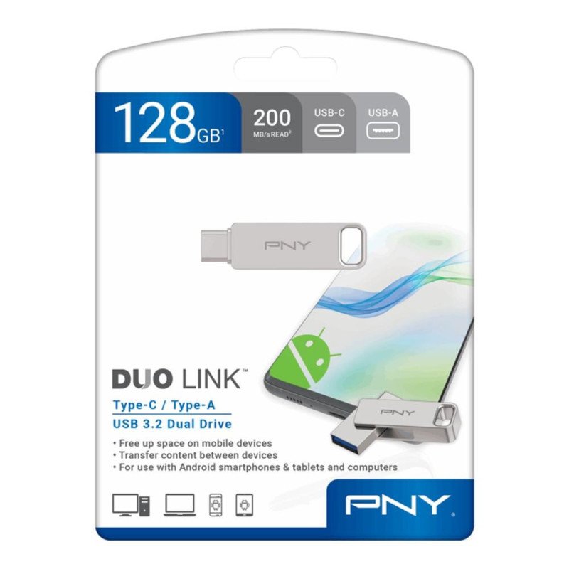 Memoria usb 3.2 - usb tipo c pny duo link 128gb