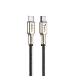 Cable qcharx new york tipo c a tipo c 3a 20w - 1 m - zinc metlico cordn plateado blindado