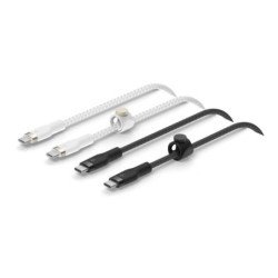 Cable usb tipo c belkin 1m - macho - macho - pack 2 blanco - negro