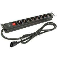 Regleta phasak 8 tomas rack 19 pulgadas con interruptor 2m negro
