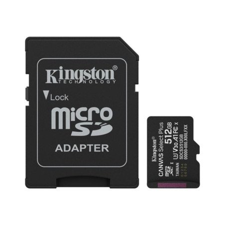 Tarjeta memoria micro secure digital sdxc 512gb kingston canvas select plus clase 10 uhs - 1 + adaptador sd