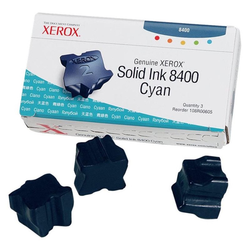 Tinta solida xerox tektronix phaser 8400 cian 3 unidades