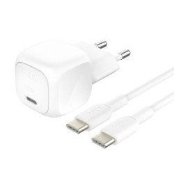 Cargador de pared belkin wca009kq1mwh - b6 20w 1x usb tipo c blanco + cable usb tipo c