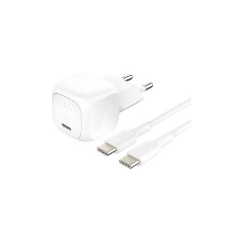 Cargador de pared belkin wca009kq1mwh - b6 20w 1x usb tipo c blanco + cable usb tipo c