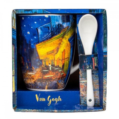 Taza con cuchara enesco terraza de cafe por la noche van gogh