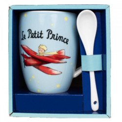 Taza con cuchara enesco el principito en su avion