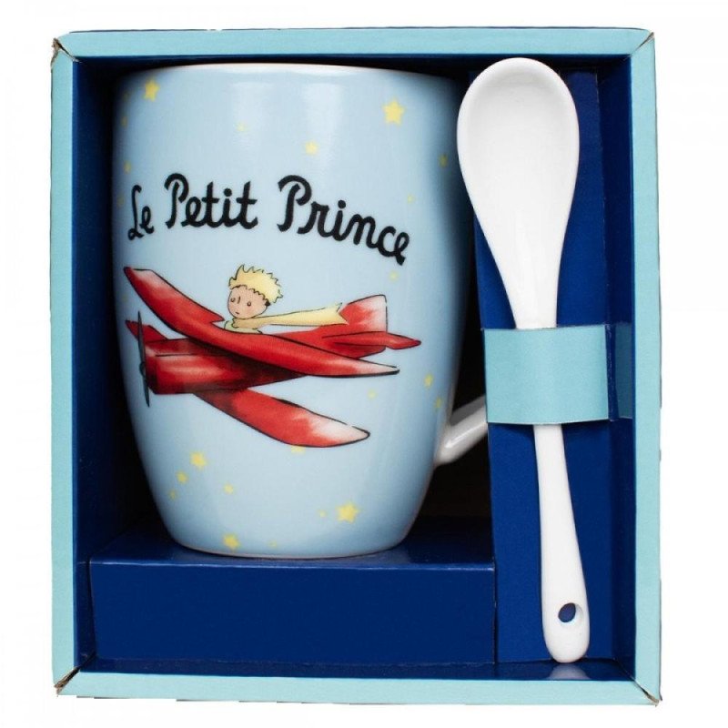 Taza con cuchara enesco el principito en su avion