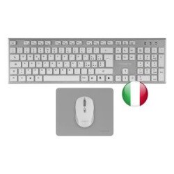 Teclado + raton tacens zenith inalambrico plata italiano + alfombrilla