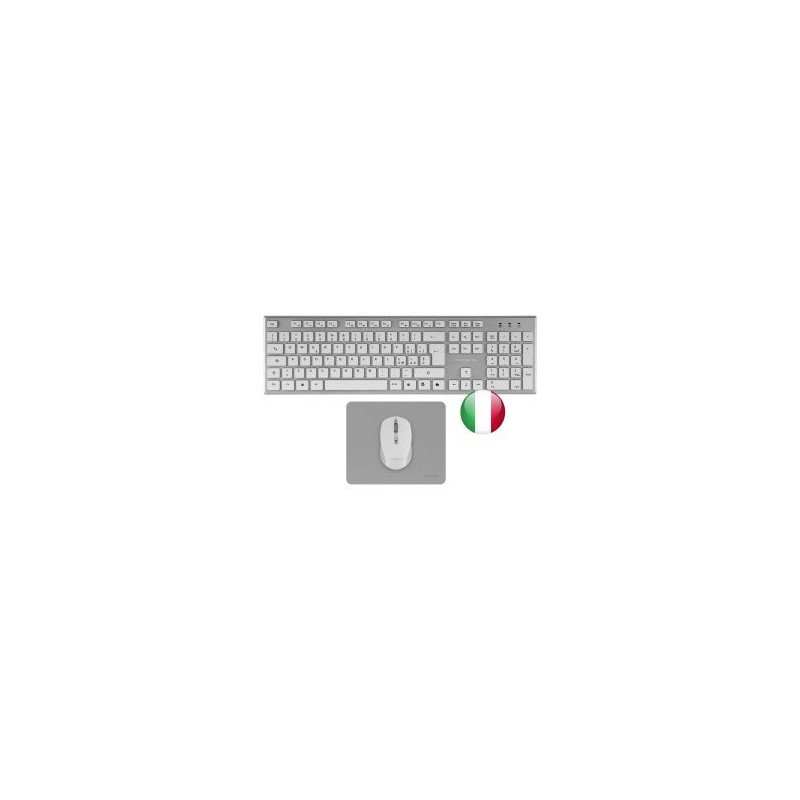 Teclado + raton tacens zenith inalambrico plata italiano + alfombrilla