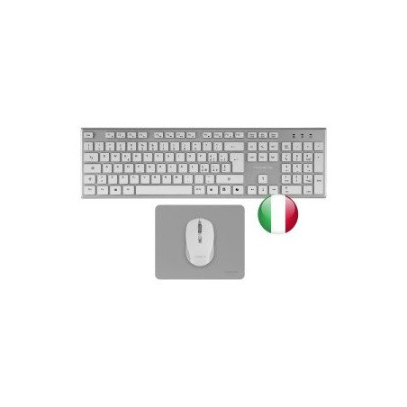 Teclado + raton tacens zenith inalambrico plata italiano + alfombrilla