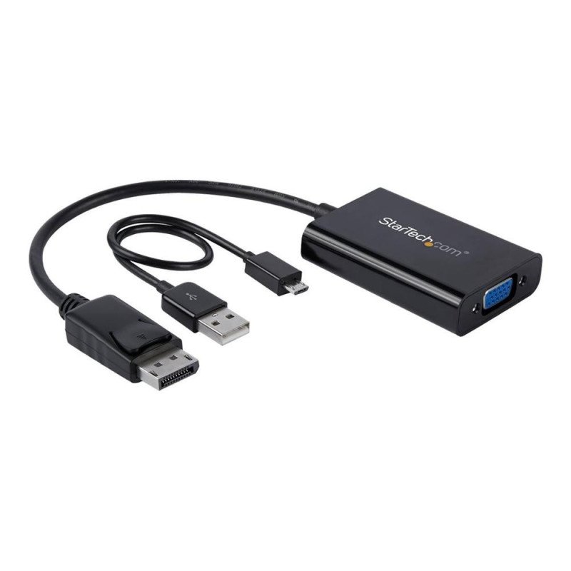 Adaptador displayport a vga startech 0.184m - macho - hembra - negro + cable micro usb tipo b a usb tipo a