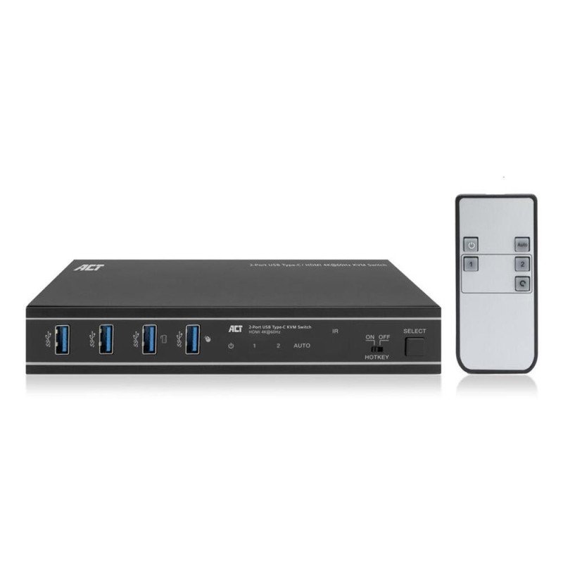 Conmutador kvm act connectivity 2 puertos usb - c - hdmi - 4k - 2pc