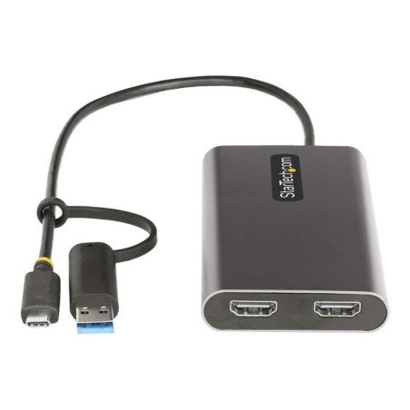 Adaptador usb tipo c - usb tipo a a 2x hdmi startech 0.3m - macho - hembra - gris