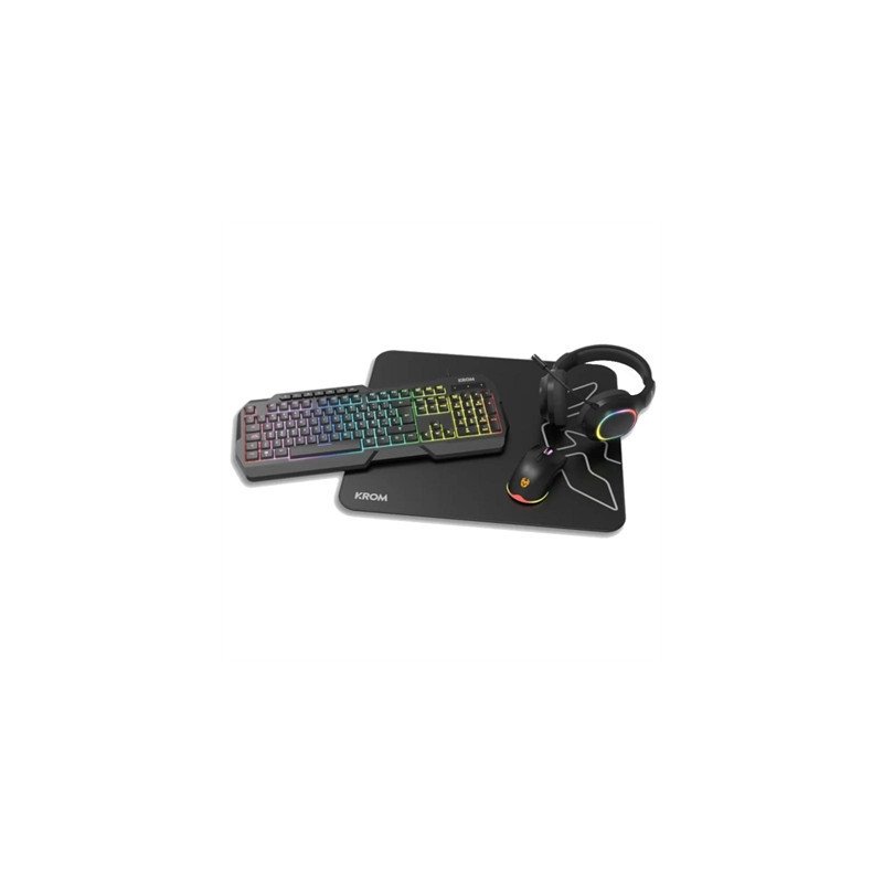 Kit gaming krom kenta pc 4 en 1 rgb negro