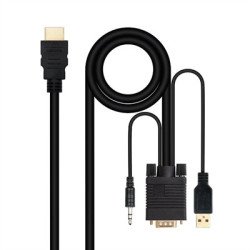 Cable conversor nanocable hdmi a vga+audio+usb - 1.8 m - negro