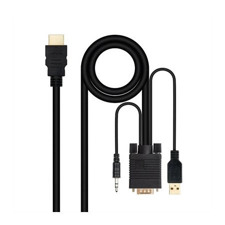 Cable conversor nanocable hdmi a vga+audio+usb - 1.8 m - negro