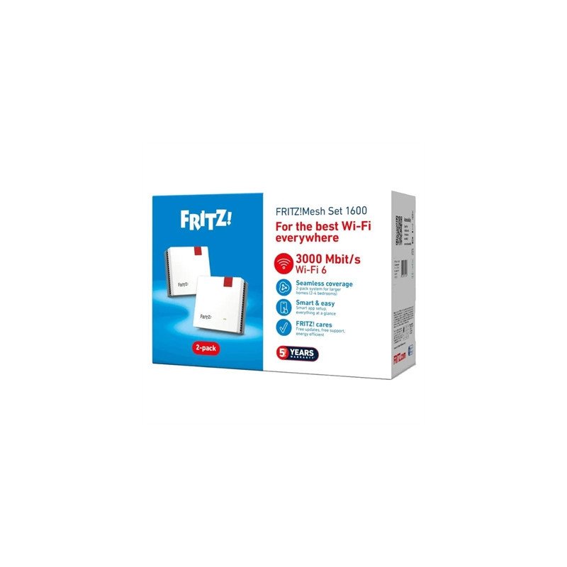 Punto de acceso repetidor fritz! mesh set 1600 2 unidades