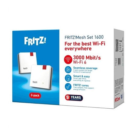 Punto de acceso repetidor fritz! mesh set 1600 2 unidades