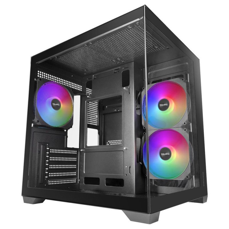 Caja ordenador mars gaming mc - view3 matx argb cristal templado negra