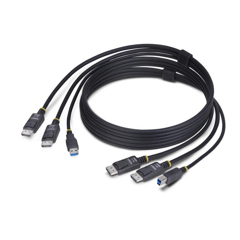 Cable 2x displayport - usb tipo a a 2x displayport - usb tipo b startech 1.8m - macho - macho - negro