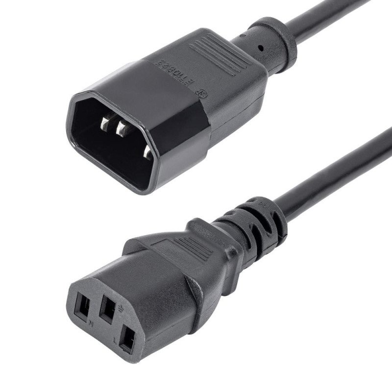 Cable iec c14 a iec c13 startech 1m - macho - hembra - negro
