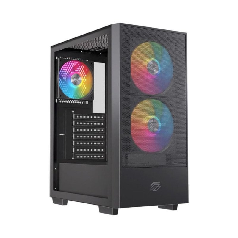 Caja ordenador gaming einarex p100 atx rgb cristal templado negra