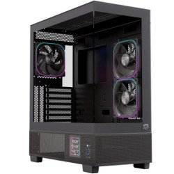 Caja ordenador gaming einarex s501d atx rgb cristal templado negra