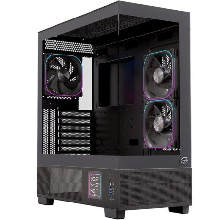 Caja ordenador gaming einarex s501d atx rgb cristal templado negra