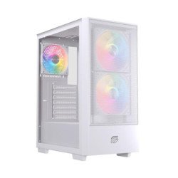 Caja ordenador gaming einarex p100 atx rgb cristal templado blanca