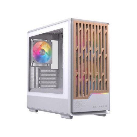 Caja ordenador gaming einarex pm400 atx rgb cristal templado blanca
