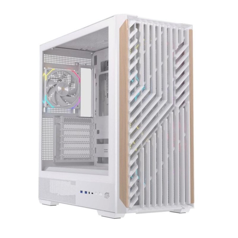 Caja ordenador gaming einarex p800 atx rgb cristal templado blanca