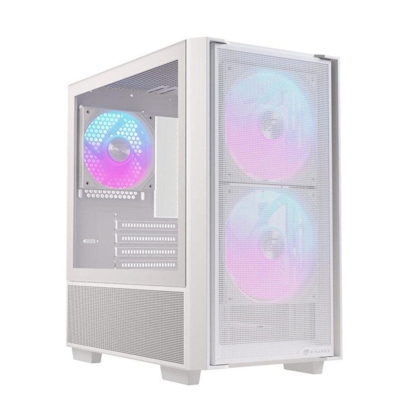 Caja ordenador gaming einarex pm150 matx rgb cristal templado blanca