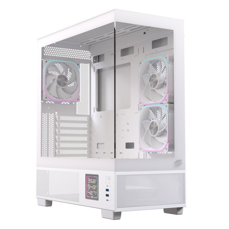 Caja ordenador gaming einarex s501d atx rgb cristal templado blanca