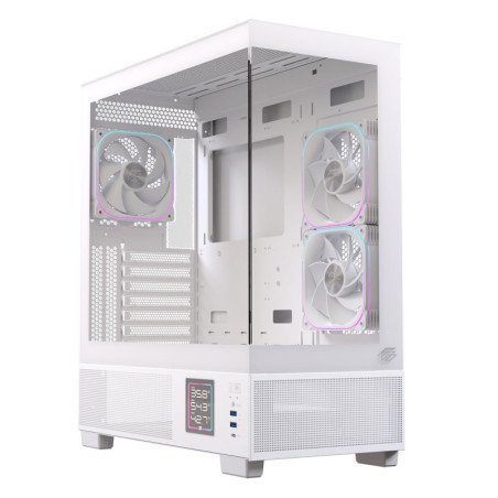 Caja ordenador gaming einarex s501d atx rgb cristal templado blanca