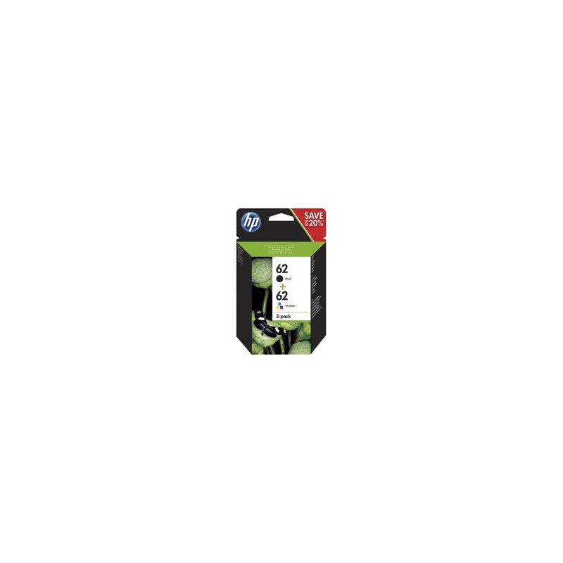 Pack cartucho tinta hp n9j71ae no62 negro - tricolor