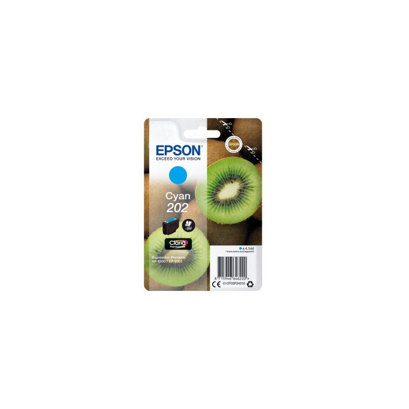 Cartucho tinta epson c13t02f24010 singlepack cian 202 claria premium ink xp - 6000 - xp - 6005 - kiwi
