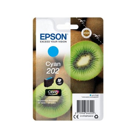 Cartucho tinta epson c13t02f24010 singlepack cian 202 claria premium ink xp - 6000 - xp - 6005 - kiwi