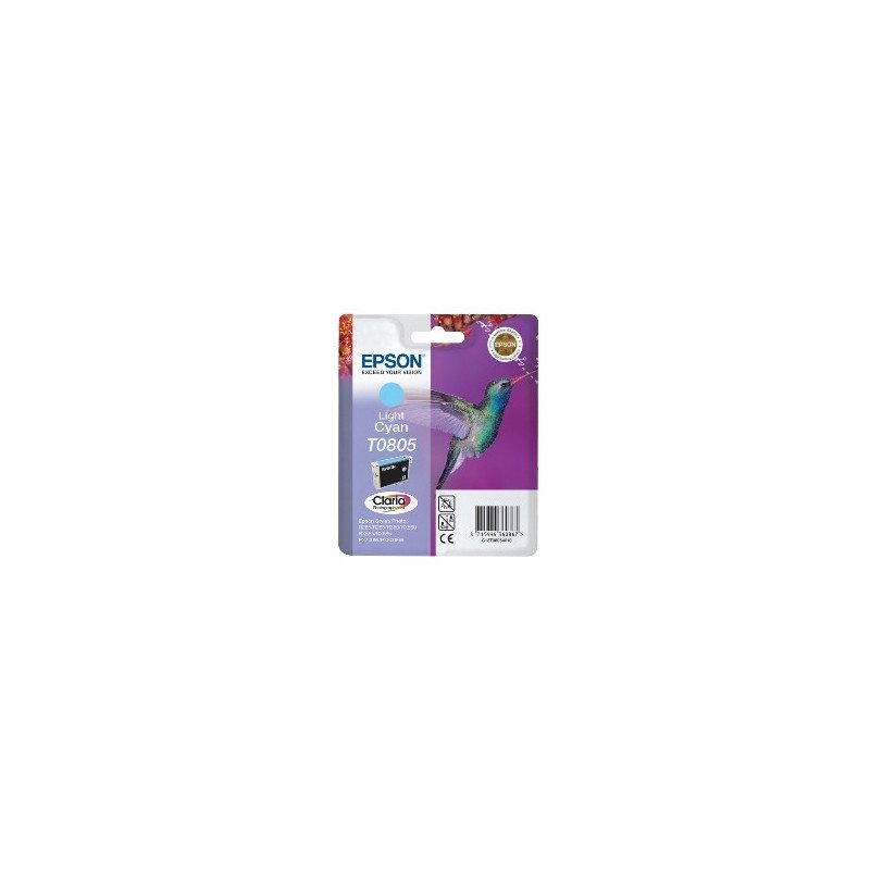 Cartucho tinta epson t0805 cian claro 7.4ml stylus photo r265 - 360 - rx560 - colibri