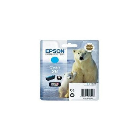 Cartucho tinta epson t261240 cyan 26 xp - 600 - 605 - 700 - 800 - oso polar