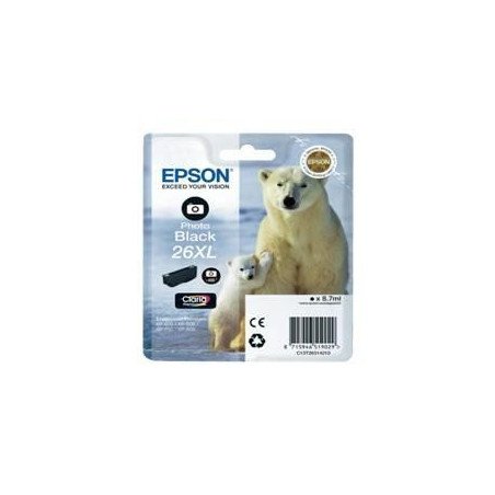 Cartucho tinta epson t263140 photo negro xl xp - 600 - 605 - 700 - 800 - oso polar