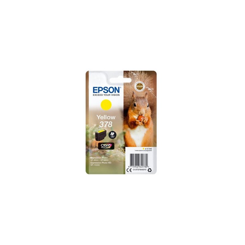Cartucho tinta epson c13t37844010 singlepack amarillo 378 claria photo hd ink xp - 8500 ardilla