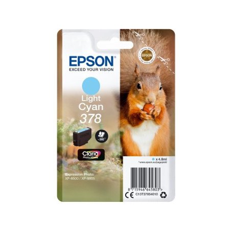 Cartucho tinta epson c13t37854010 singlepack light cyan 378 claria photo hd ink xp - 8500 ardilla
