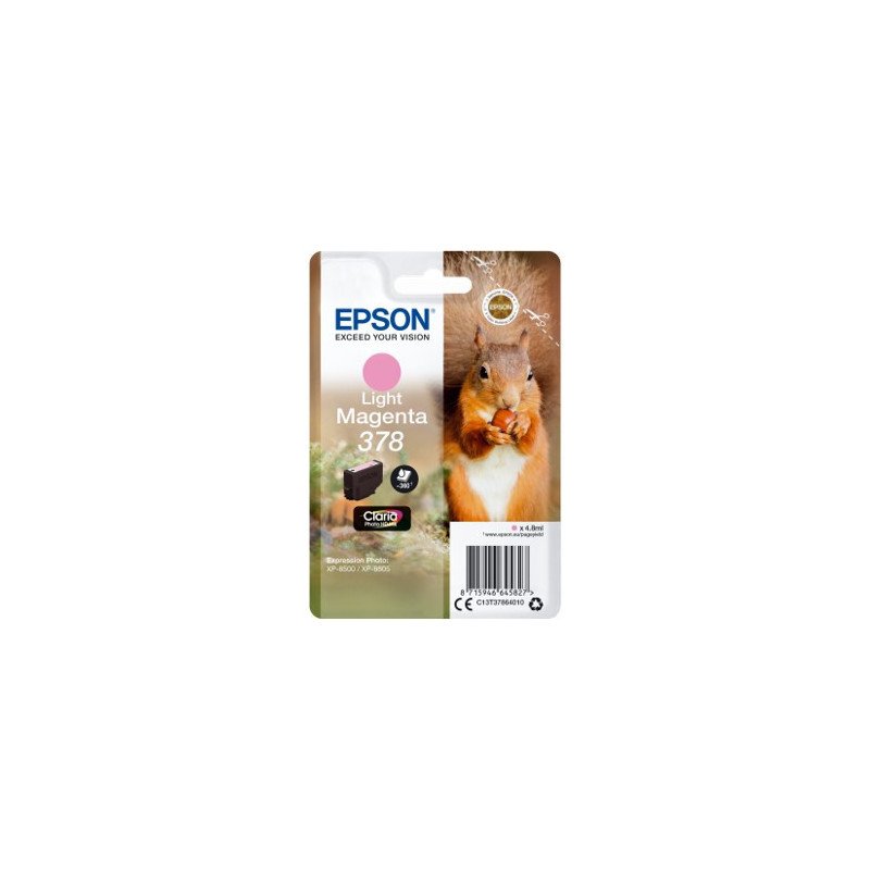 Cartucho tinta epson c13t37864010 singlepack light magenta 378 claria photo hd ink xp - 8500 ardilla