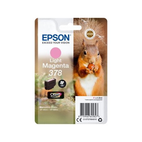 Cartucho tinta epson c13t37864010 singlepack light magenta 378 claria photo hd ink xp - 8500 ardilla